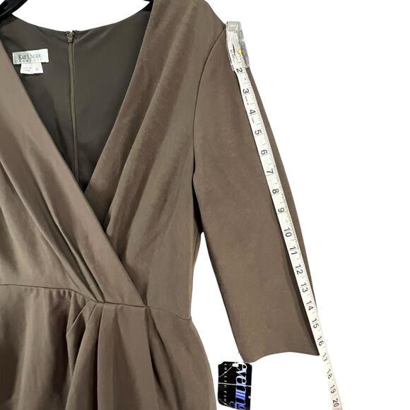 Kay Unger Dress Womens 10 Evening Collection V Neck 3/4 Sleeve Ruched Party NEW - Picture 11 of 16